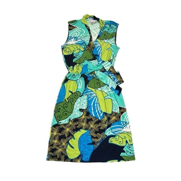 Ladies Karin Stevens Petites Bold Print‎ Tie Waist Dress Size 8 Petite - Picture 4 of 11